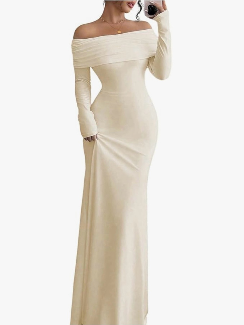 Women's Long Sleeve Off
The Shoulder Dress Elegant Maxi Dress Cocktail